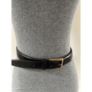 Belt Mens Size 40” Black Leather Adjustable Square Brass Buckle 1” Casual Dress
